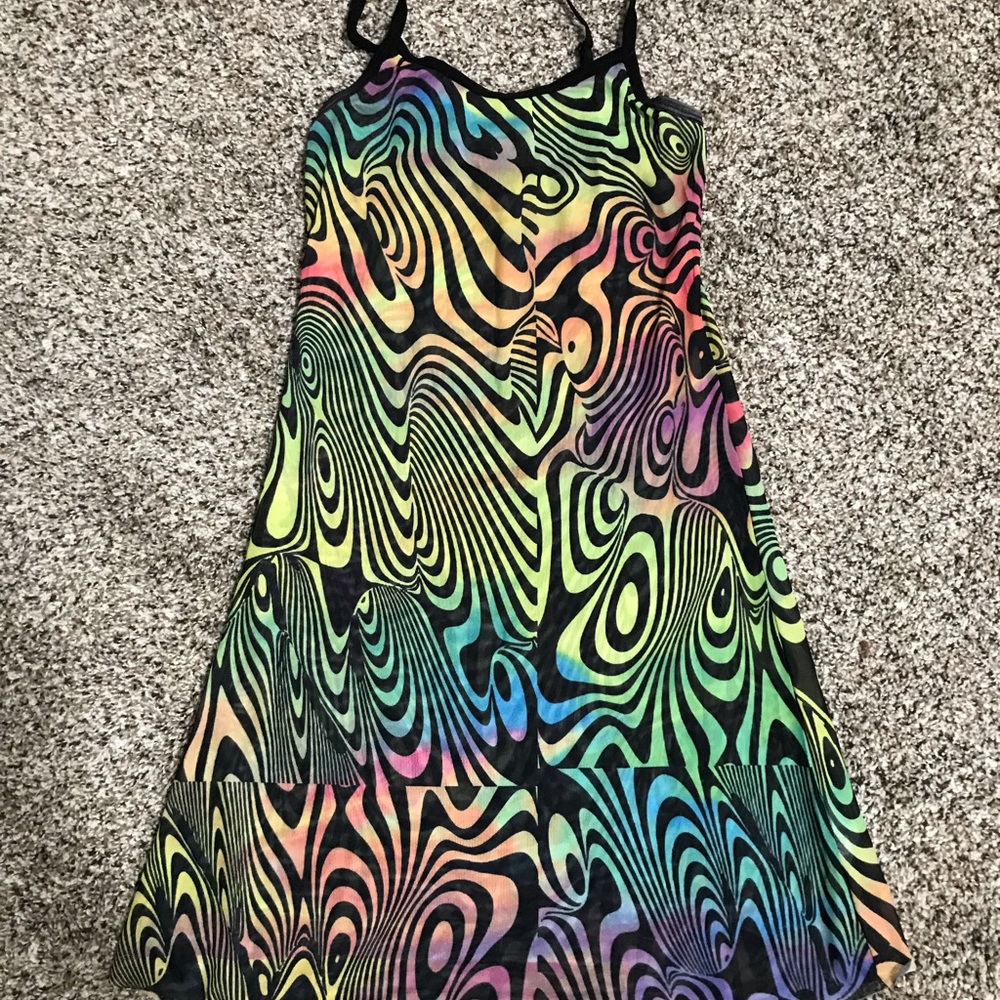 current mood sheer rainbow dress. festival wear